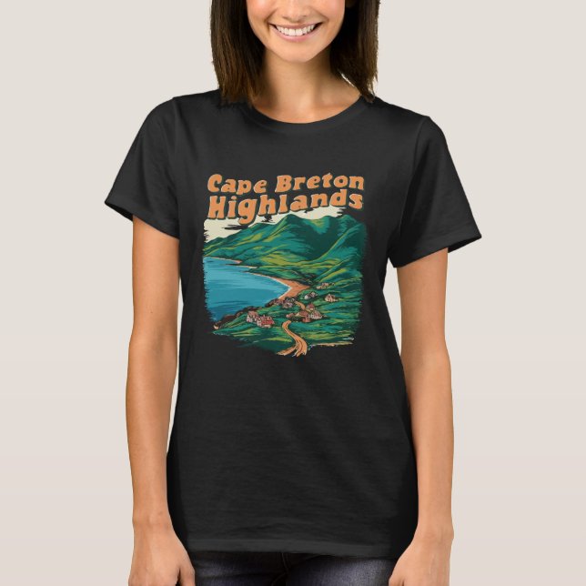 Camiseta Highlands de Cape Breton. Ilha Canadense (Frente)