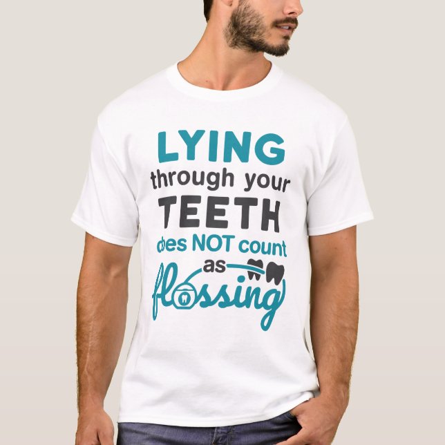 Camiseta Higiene Dental Deitada Pelos Dentes Sem Flores (Frente)
