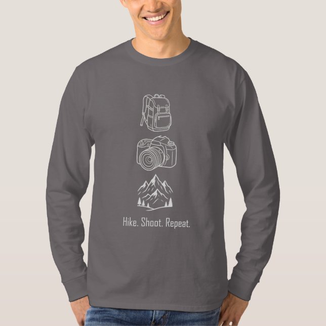 Camiseta Hike Shoot Repeat – Hiking Photography Gift  (Frente)