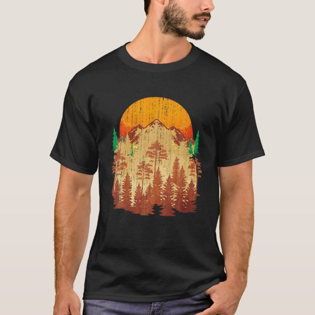 Camiseta Hiker Fall Autumn Árvores Montanhas Florestais ao  (Frente)