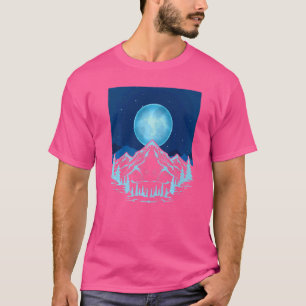 Camiseta Hiker Full Moon Forest Montanha Caminhando Lua N