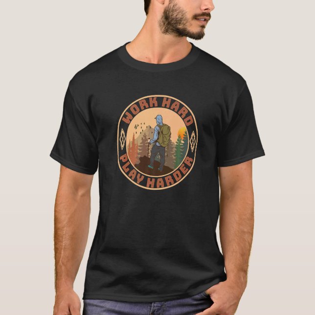 Camiseta Hiker No Duro De Trabalho Da Cúpula Joga Mais A Mo (Frente)