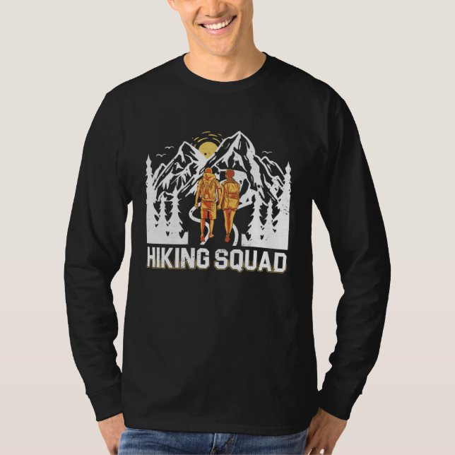Camiseta Hiking Squad Camping Hiking Team Outdoor Activity  (Frente)