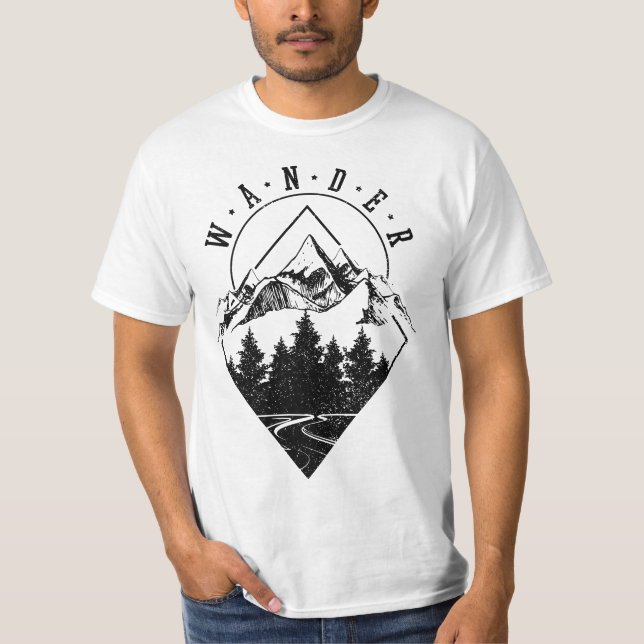 Camiseta Hiking Wander Mountains Nature Camping Camper Hike (Frente)