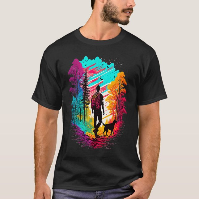 Camiseta Hiking with dog pilgrims camping mountains walking (Frente)