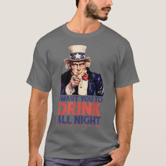 Camiseta Hilário 4 De Julho Tio Sam Eu Quero Que Você Beba