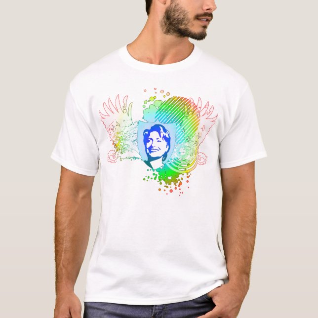 Camiseta hillary clinton 08, rainbow fade. (Frente)