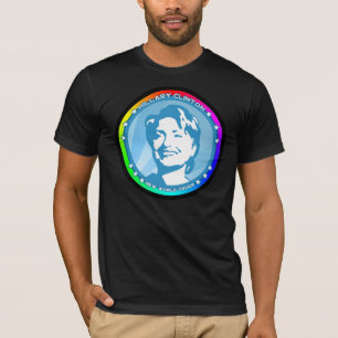 Camiseta hillary clinton. arco-íris.