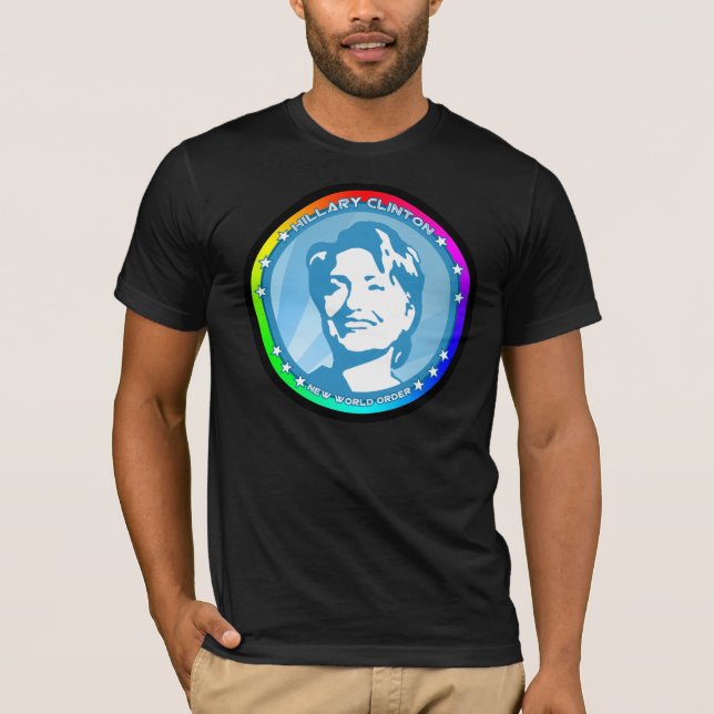 Camiseta hillary clinton. arco-íris. (Frente)