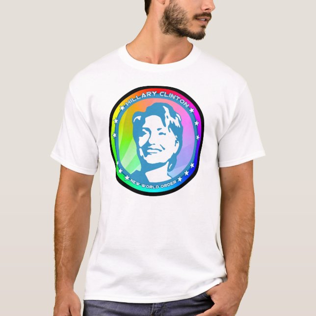 Camiseta hillary clinton. arco-íris. (Frente)
