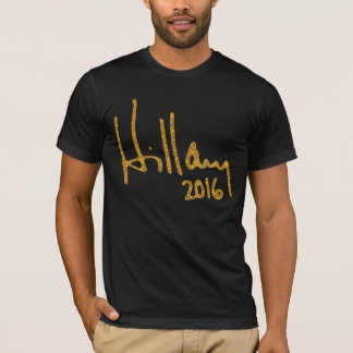 Camiseta Hillary Clinton Autografa Faux Dourada Glitter