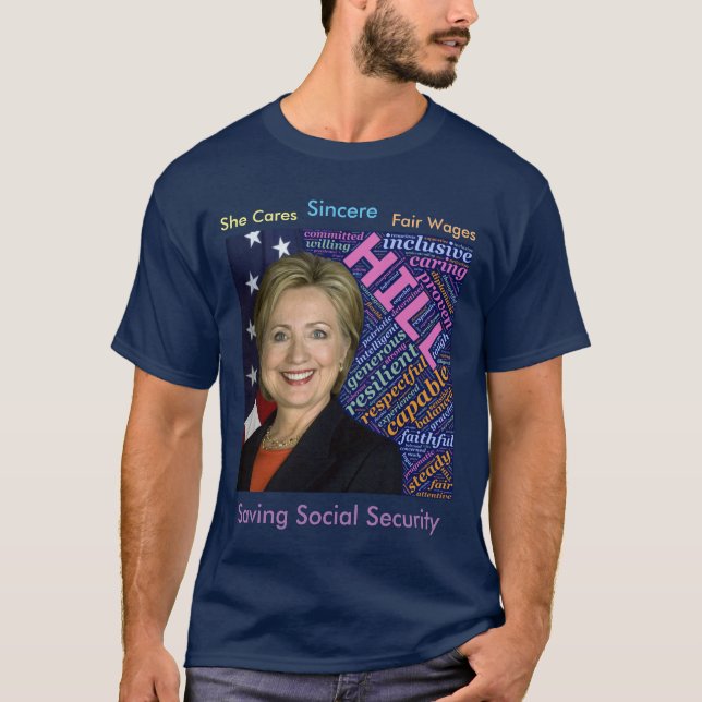 Camiseta Hillary Clinton, Sinalizador e Palavras De Carinho (Frente)
