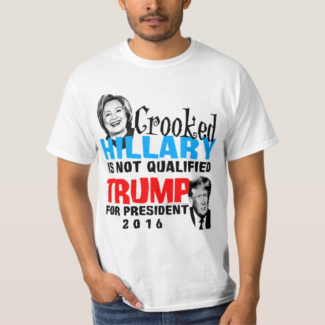 Camiseta Hillary curvada Donald Trump para o presidente (Frente)