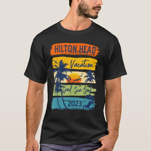 Camiseta Hilton Head Carolina Vacation 2023 Family Group Su (Frente)