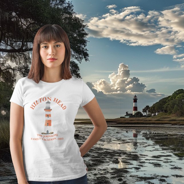 Camiseta Hilton Head Island Lighthouse Harbor Town Family (Criador carregado)