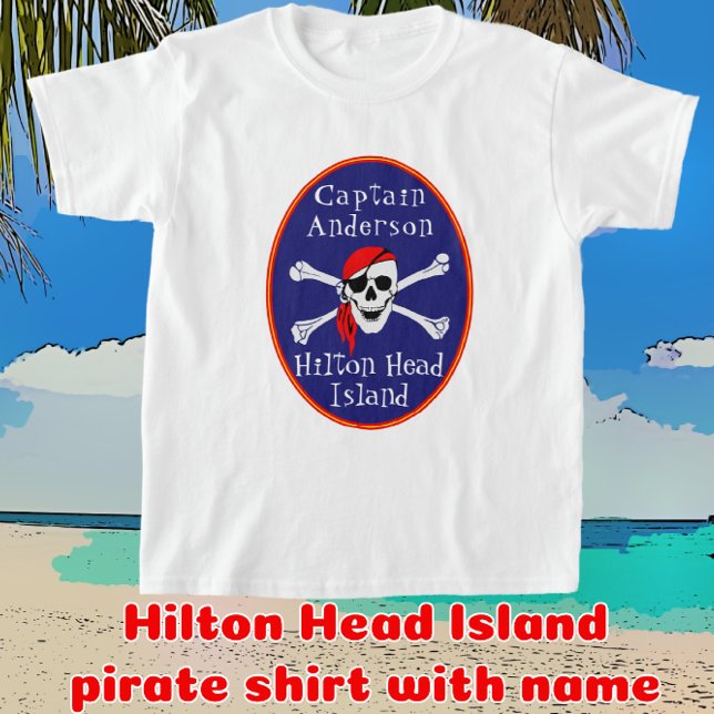 Camiseta Hilton Head Island Pirate com o nome da criança (Criador carregado)