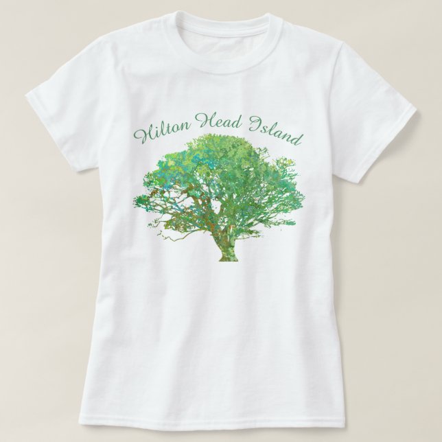 Camiseta Hilton Head Island SC Live Oak Tree (Frente do Design)