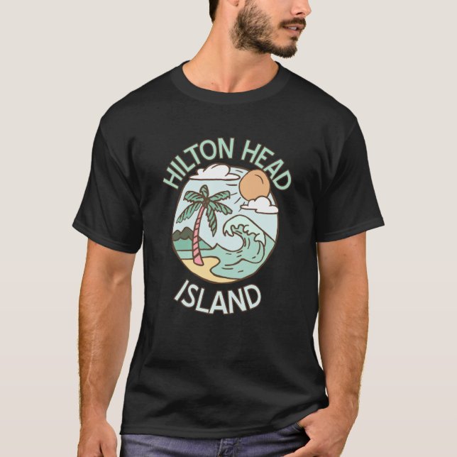 Camiseta Hilton Head Island Tropical Beach Vacation Souveni (Frente)