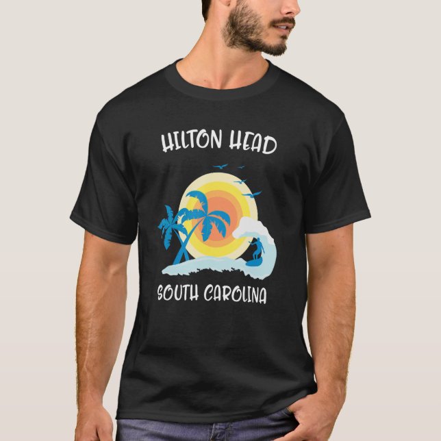 Camiseta Hilton Head South Carolina Fam Surf de Férias na P (Frente)