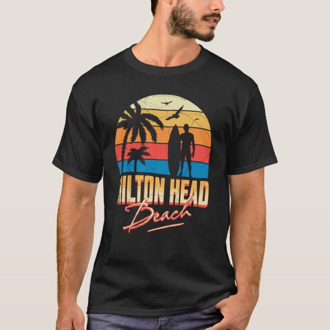 Camiseta Hilton Head South Carolina Surfing Surf Summer Vac (Frente)
