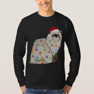 Camiseta Himalaia Cat Natal Luzes Xmas Cat Lover