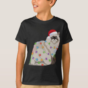 Camiseta Himalaia Cat Natal Luzes Xmas Cat Lover