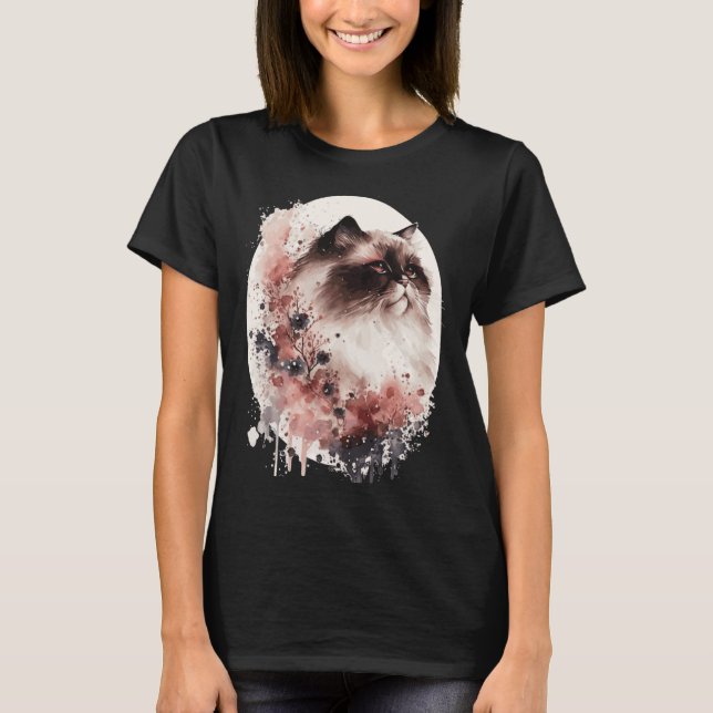 Camiseta Himalayan Cat Cherry Blossom Japanese Sakura (Frente)