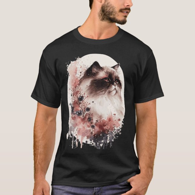 Camiseta Himalayan Cat Cherry Blossom Japanese Sakura (Frente)