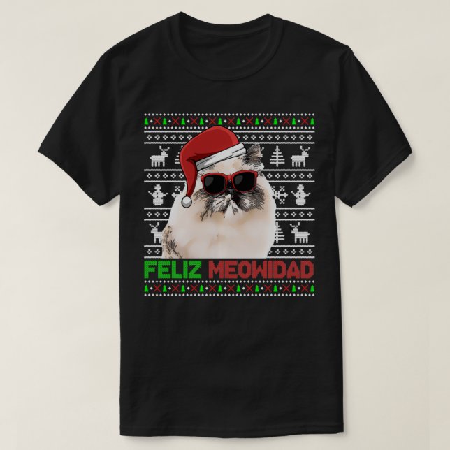 Camiseta Himalayan Cat Feliz Meowidad Funny Christmas Pullo (Frente do Design)