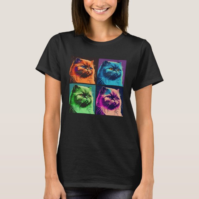 Camiseta Himalayan Cat Pop Illustration Colorful Animal (Frente)