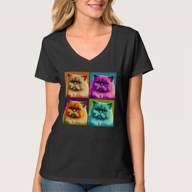 Camiseta Himalayan Cat Pop Illustration Colorful Animal  1 (Frente)