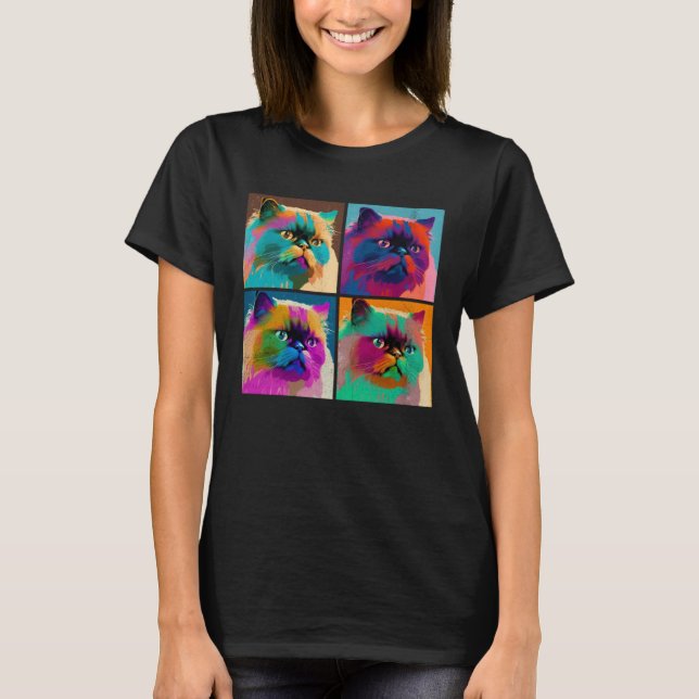 Camiseta Himalayan Cat Pop Illustration Colorful Animal  2 (Frente)