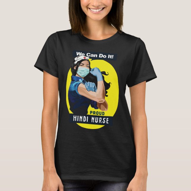 Camiseta Hindi Proud Frontline Worker Rosie Riveter Nurse D (Frente)