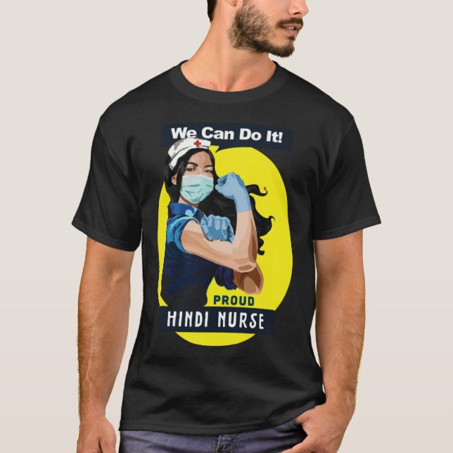 Camiseta Hindi Proud Frontline Worker Rosie Riveter Nurse D (Frente)