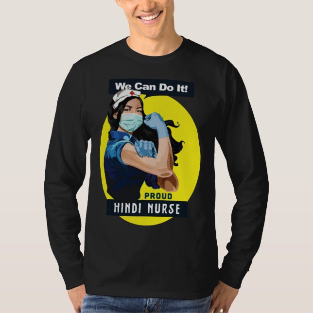 Camiseta Hindi Proud Frontline Worker Rosie Riveter Nurse D (Frente)