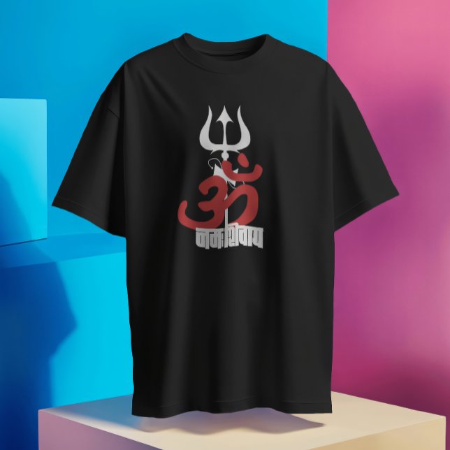 Camiseta Hindu Deus Shiva Om Namah Shivay com Trident OM (Criador carregado)