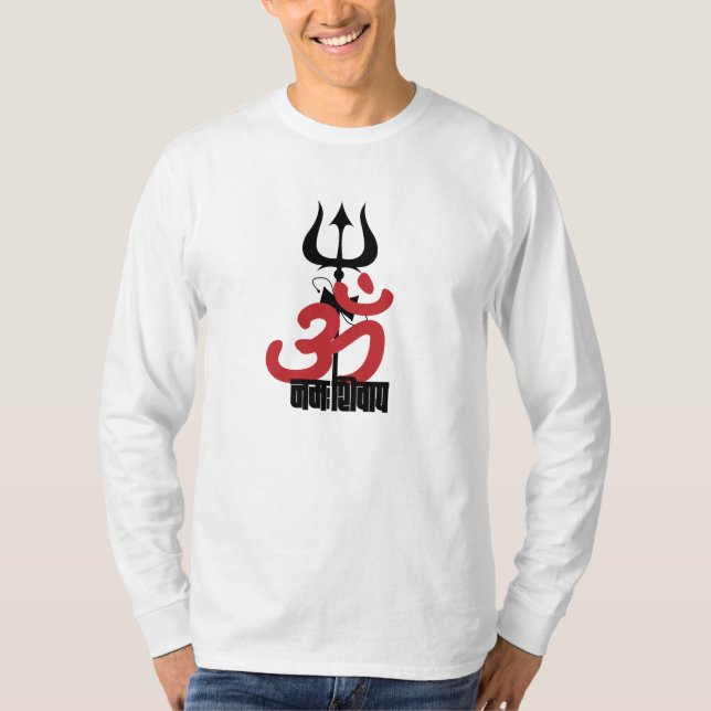 Camiseta Hindu Deus Shiva Om Namah Shivay com Trident OM (Frente)