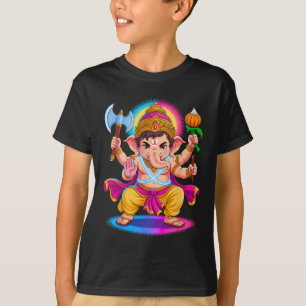 Camiseta Hindu Ganesha Puja Elefante Deus Índia Meditação Y