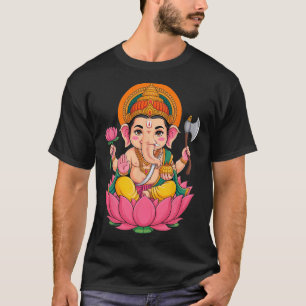 Camiseta Hindu Ganesha Puja Elefante Deus Índia Meditação Y