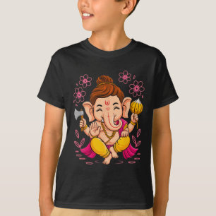 Camiseta Hindu Ganesha Puja Elefante Deus Índia Meditação Y