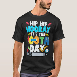 Camiseta Hip Hip Hooray É o 100º dia do estudante engraçado