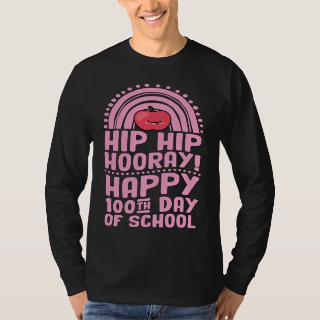 Camiseta Hip Hip Hooray Happy 100th Day of School Bohemian (Frente)