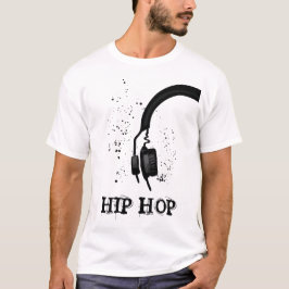 Camiseta Hip Hop Auscultadores gráfico preto e branco