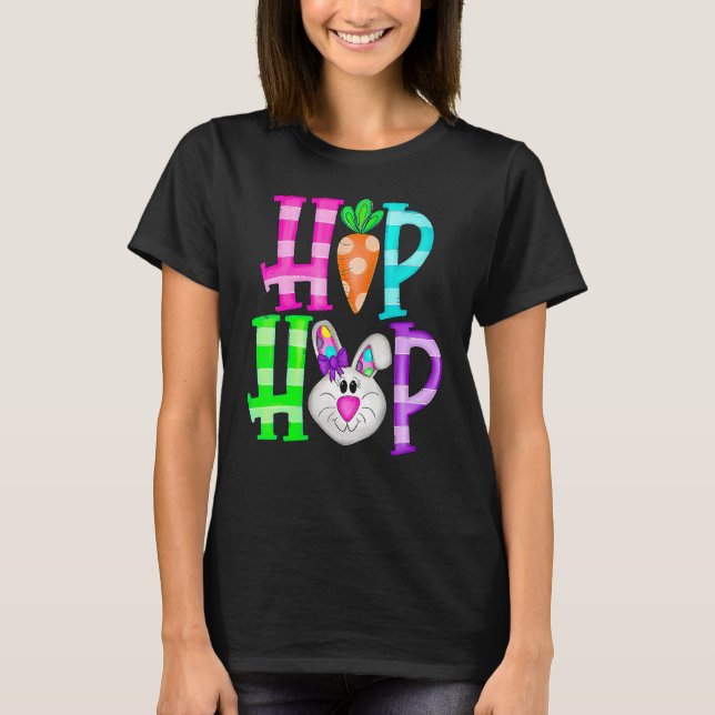 Camiseta Hip Hop Cute Bunny Engraçado Para Crianças Páscoas (Frente)