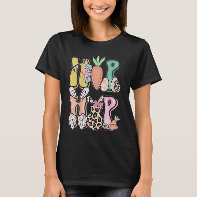 Camiseta Hip Hop Easter  Women Girls Leopard Print Plaid Bu (Frente)