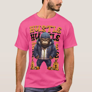 Camiseta Hip Hop Gorilla Hustle Money Ape Streetwear Animal