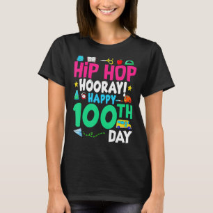 Camiseta Hip Hop Hooray Feliz 100º Dia do Estudante Escolar