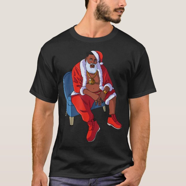 Camiseta Hip Hop Santa Claus Rap Natal Gangues Negras Legal (Frente)