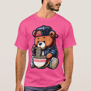 Camiseta Hip Hop Teddy Bear Ramen Chinês Comida Masculina
