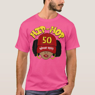 Camiseta Hip Hop Tem 50 50 Anos Aniversário Afro Puff Black